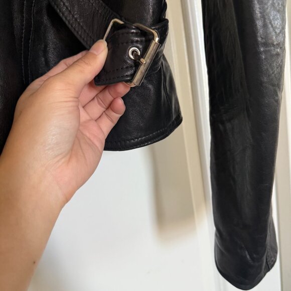 Vintage 90s Genuine Leather Boxy Jacket Laurence Roy sz Large Classic - Picture 9 of 15
